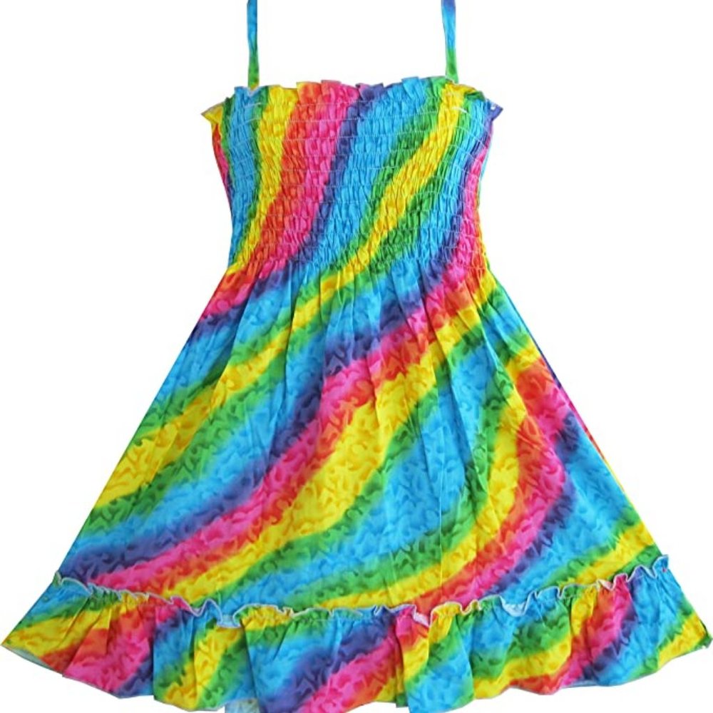2 for $10 Rainbow Smocked Dress with ruffle bottom